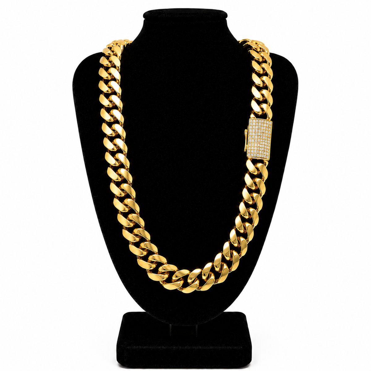 Cuban Link Chain Gold VVS1 Moissanite Clasp 18k